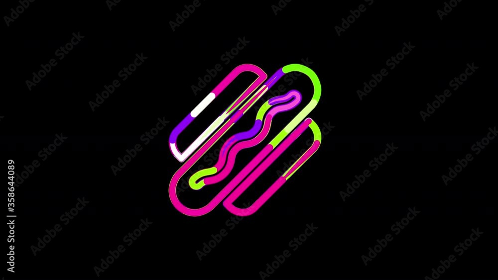 Circles gather in symbol hotdog. After it crumbles in a line and moves to the camera. Alpha channel black Circles gather in symbol hotdog. After it crumbles in a line and moves to the camera. Alpha channel black