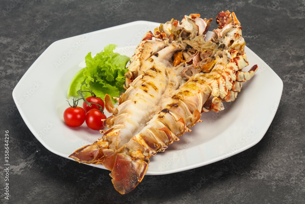 Grilled crayfish in the plate Grilled crayfish in the plate
