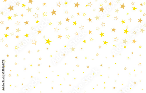 Yellow stars falling from the sky. Abstract arc background. Glitter pattern for banner. 