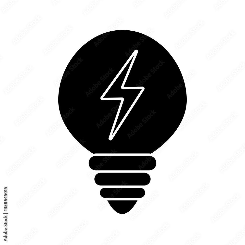 light bulb with thunder silhouette style icon design, Innovation idea and creativity theme Vector illustration light bulb with thunder silhouette style icon design, Innovation idea and creativity theme Vector illustration