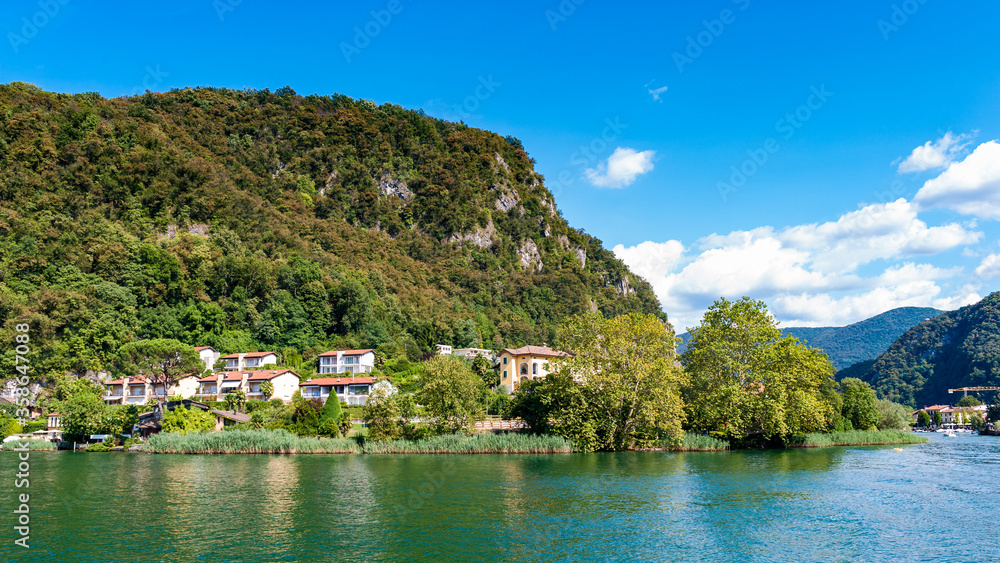 Small village over the Lake of Lugano, Switzerland