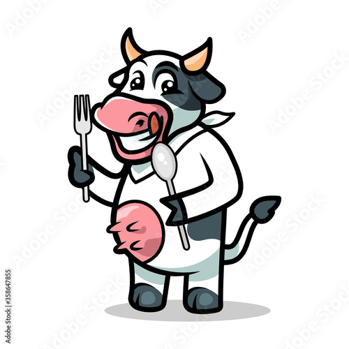 Cow mascot illustration vector design