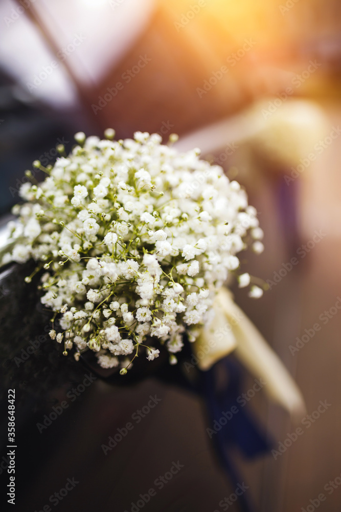Wedding car decorated with flowers. Wedding car decorated with flowers.
