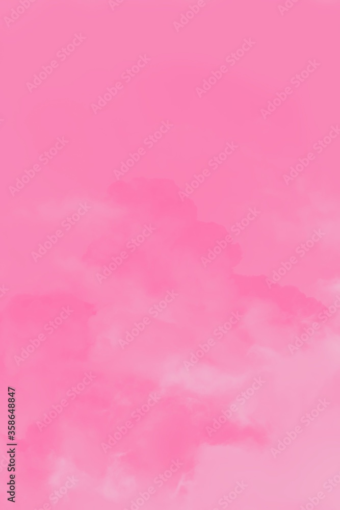 Beautiful pink sky with clouds, pink gradient toned