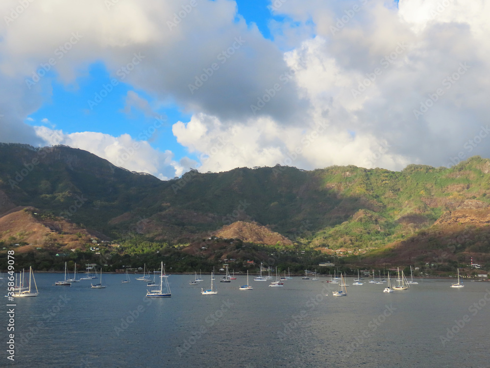 Scenic views of the French Polynesian island of Nuku Hiva.