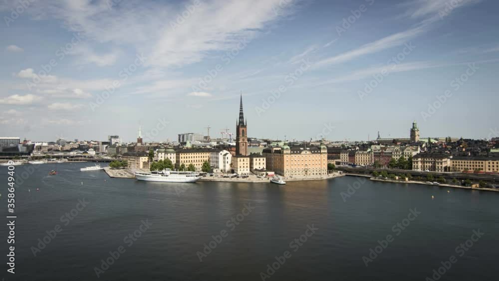Time Lapse shot showing City Skyline At Gamla Stan in Stockholm,Sweden Time Lapse shot showing City Skyline At Gamla Stan in Stockholm,Sweden