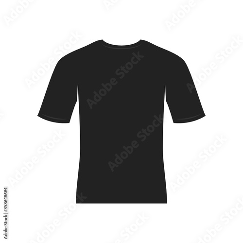 Blank Black Tee Shirt, T-Shirt Apparel Template Silhouette Vector Illustration Background