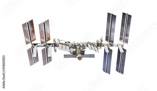 Fototapeta Naklejka Na Ścianę i Meble -  International space station isolated on white background. ISS template. Elements of this image furnished by NASA