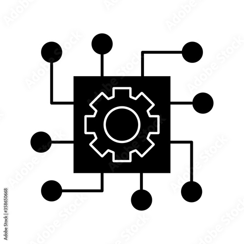 gear with circuit silhouette style icon design, Innovation idea and creativity theme Vector illustration