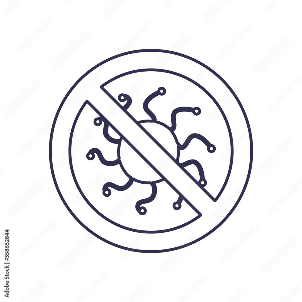 Isolated covid 19 virus with ban line style icon vector design Isolated covid 19 virus with ban line style icon vector design