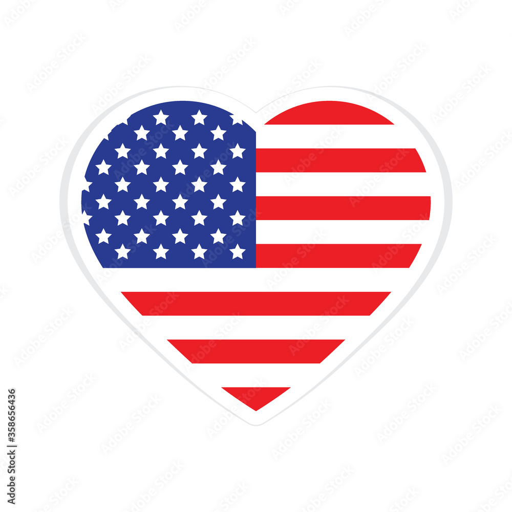 USA flag. Heart with flag of USA . I love America vector Independence Day Banner logo USA flag. Heart with flag of USA . I love America vector Independence Day Banner logo