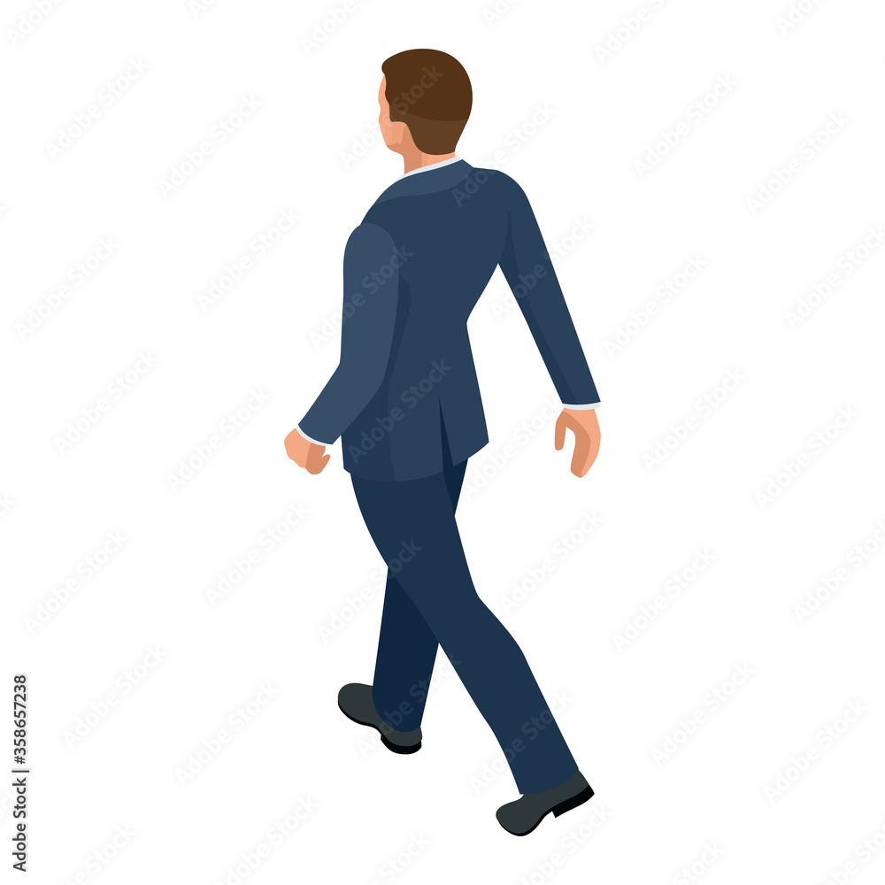 Isometric businessman isolated on write. Creating an office worker character, cartoon people. Business people.