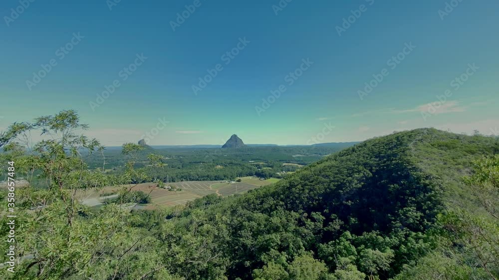 Panoramic view of Mount Tibrogargan from Mount Coochin, Glasshouse Mountains, Queensland Panoramic view of Mount Tibrogargan from Mount Coochin, Glasshouse Mountains, Queensland