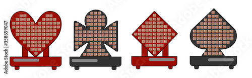 Set of shaped waffle irons in the form of playing cards. Waffle maker - hearts diamonds clubs spades 