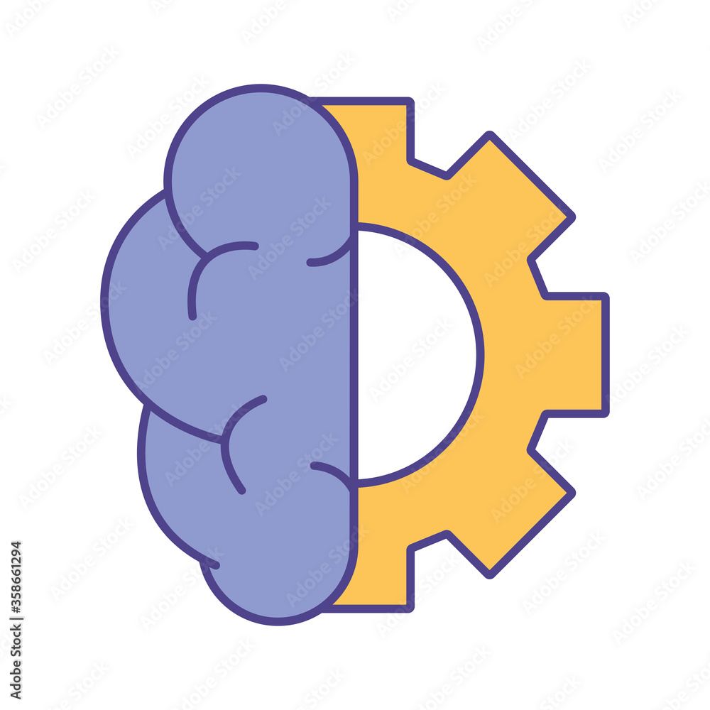 brain with gear line and fill style icon design, Innovation idea and creativity theme Vector illustration brain with gear line and fill style icon design, Innovation idea and creativity theme Vector illustration