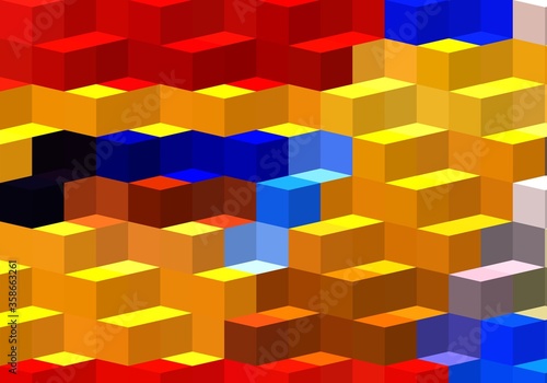 red yellow blue abstract geometric shapes background 3D illustration
