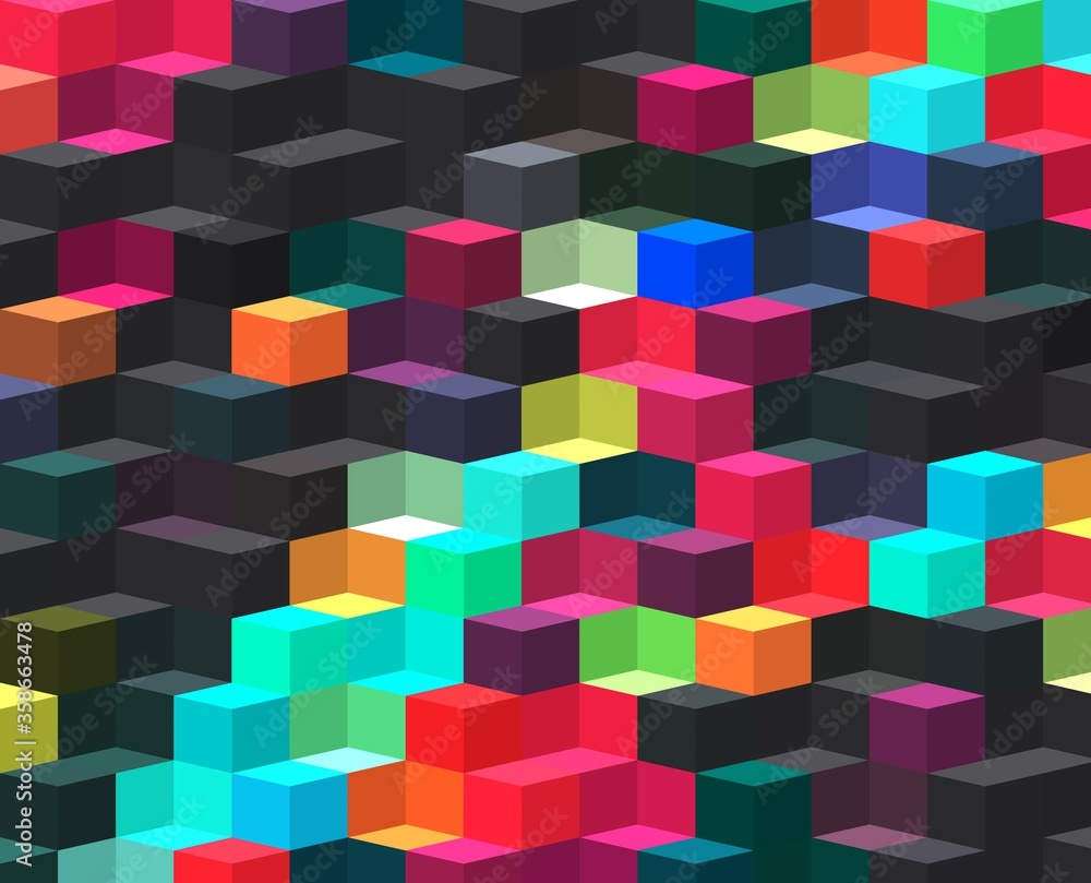red magenta orange cyan blue geometric shapes abstract background 3D illustration red magenta orange cyan blue geometric shapes abstract background 3D illustration