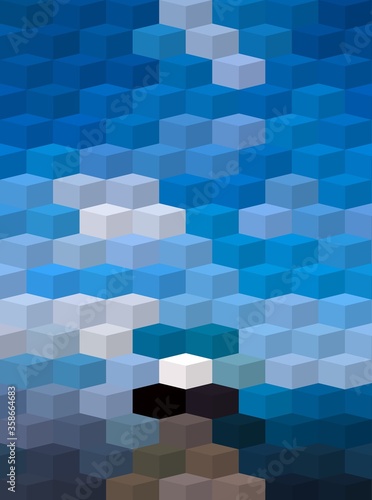 blue white colorful geometric shapes abstract background 3D illustration