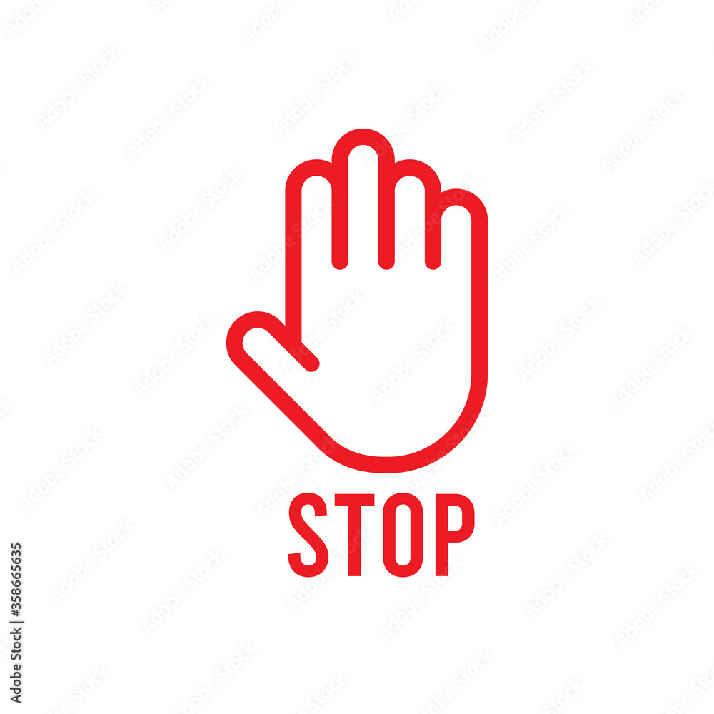 Hand sign icon. No Entry or stop symbol. Give me five. Graphic element on white background. Vector Hand sign icon. No Entry or stop symbol. Give me five. Graphic element on white background. Vector