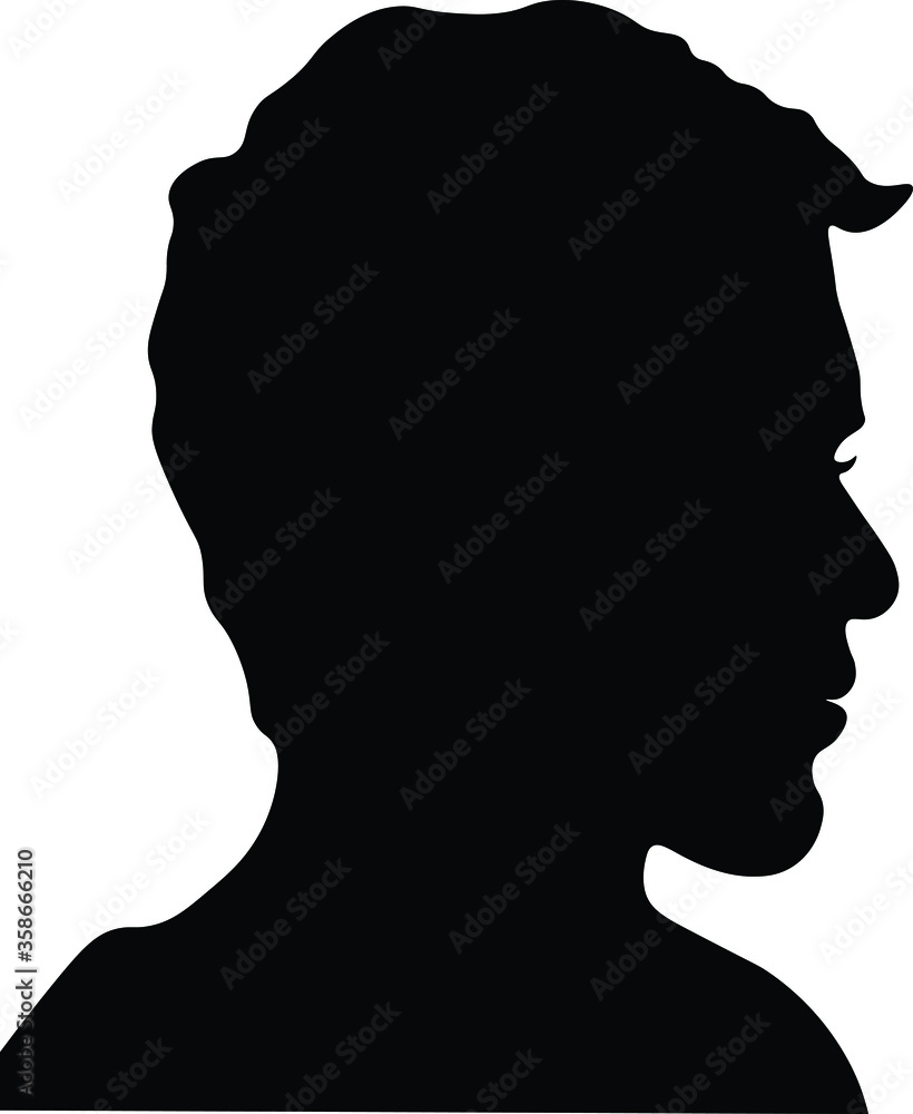 male profile picture, silhouette. Of the page. Profile, black illustration, fashion and business	