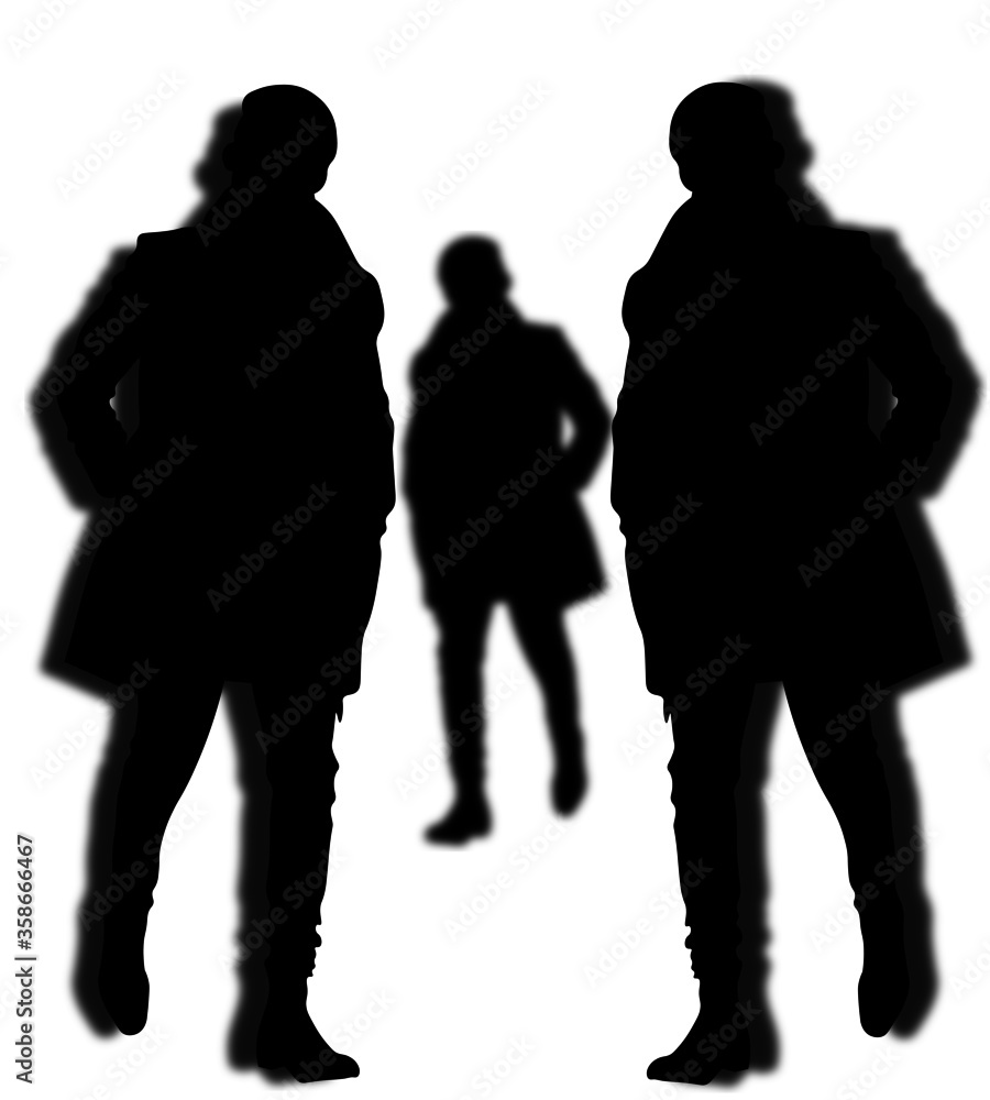 Man with hands in pockets, black illustration,male profile picture, silhouette. Of the page. Profile, black illustration, fashion and business	