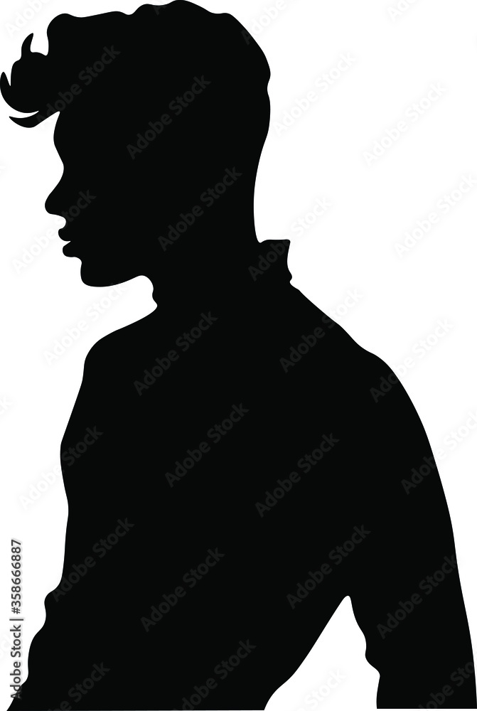 male profile picture, silhouette. Of the page. Profile, black illustration, fashion and business	