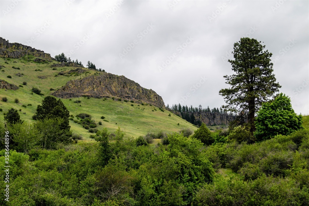 Rock outcroppings in the Wallowa Mountains of northeast Oregon, USA