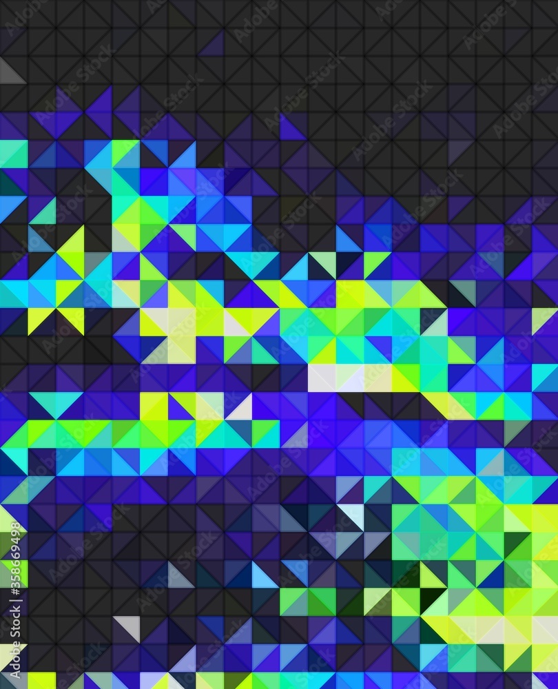 Obraz premium blue cyan green neon trippy psychedelic geometric shapes abstract background