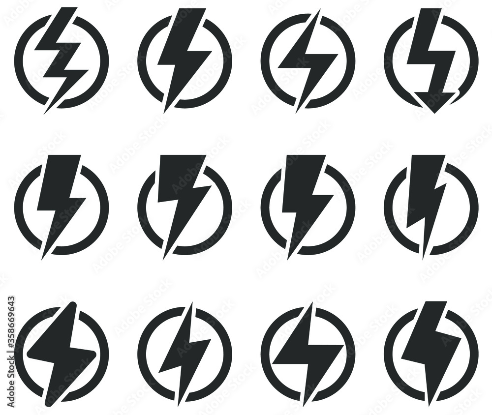 Power Icon set, Lightning Power Icon. Vector illustration EPS10 Power Icon set, Lightning Power Icon. Vector illustration EPS10