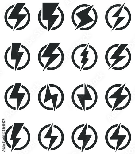 Power Icon set, Lightning Power Icon. Vector illustration EPS10