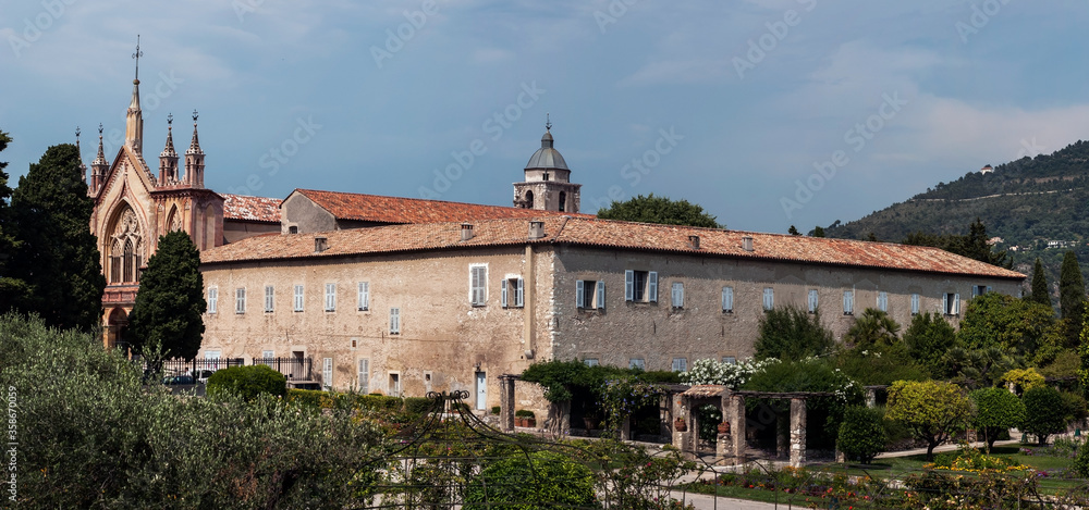 Panoramic View of Monastery of Cimiez and Part of Garden in Nice City France - Summer Landscape with Ancient Buildings on Riviera