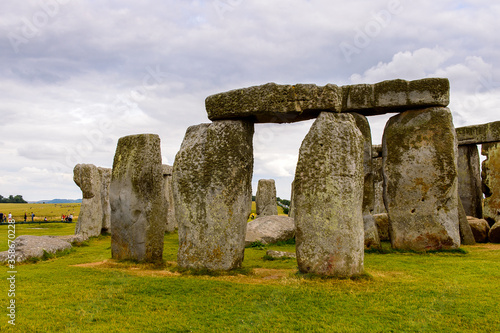 Close view of the stones of Stonehenge, a prehistoric monument in Wiltshire, England. UNESCO World Heritage Sites
