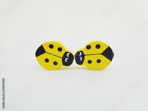 Cute bugs beads with white background. Illustration someone leaning on the others 