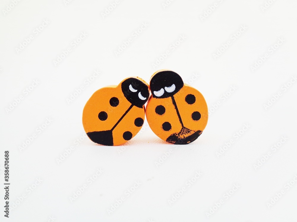 Fototapeta premium Cute bugs beads with white background. Illustration someone leaning on the others 