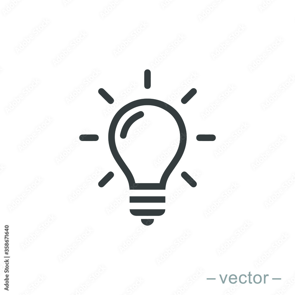 The light bulb icon vector, full of ideas and creative thinking, analytical thinking for processing. Outline symbol illustration. EPS 10 The light bulb icon vector, full of ideas and creative thinking, analytical thinking for processing. Outline symbol illustration. EPS 10