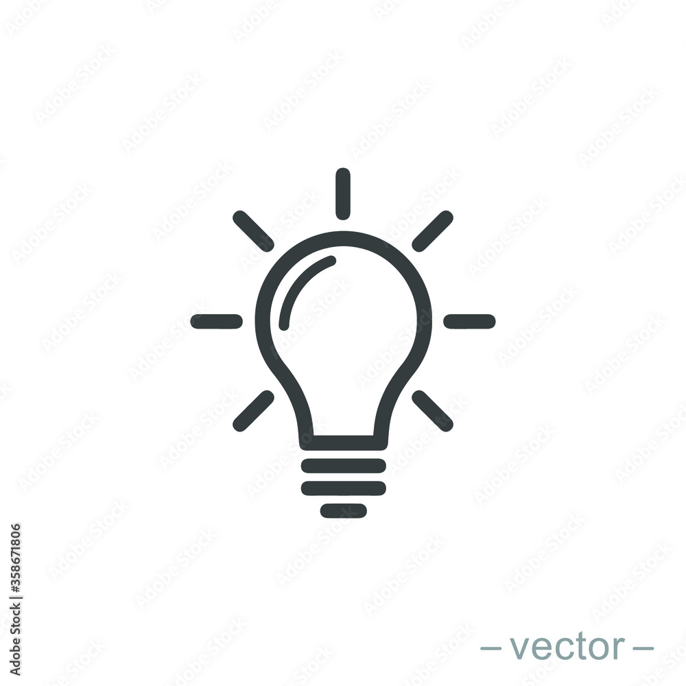 The light bulb icon vector, full of ideas and creative thinking, analytical thinking for processing. Outline symbol illustration. EPS 10 The light bulb icon vector, full of ideas and creative thinking, analytical thinking for processing. Outline symbol illustration. EPS 10