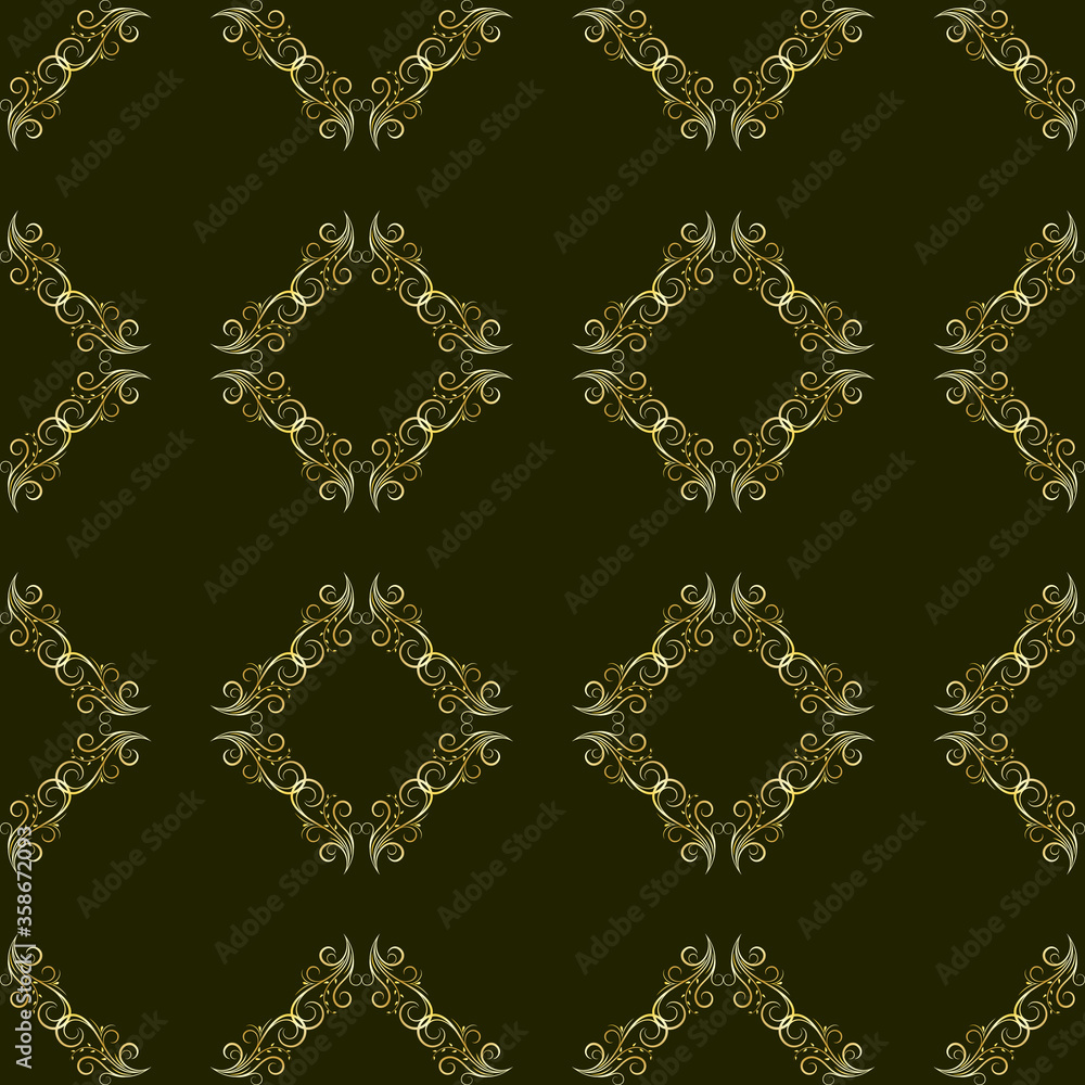 Dark green floral vector seamless in the editable background with gold and silver, Luxurious, Wallpaper, Luxury geometric pattern in printing, fashion design, wedding, Elegant, and invitation Dark green floral vector seamless in the editable background with gold and silver, Luxurious, Wallpaper, Luxury geometric pattern in printing, fashion design, wedding, Elegant, and invitation
