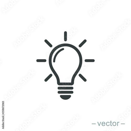 The light bulb icon vector, full of ideas and creative thinking, analytical thinking for processing. Outline symbol illustration. EPS 10