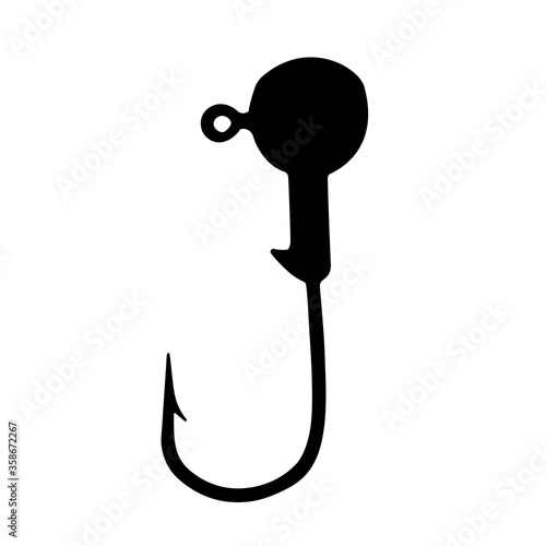 Jig hook for fishing. Hook jig-head. For predatory fish. Vector image.