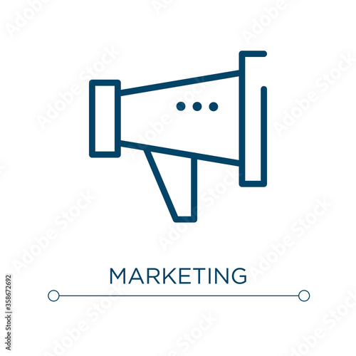 Marketing icon. Linear vector illustration. Outline marketing icon vector. Thin line symbol for use on web and mobile apps, logo, print media.