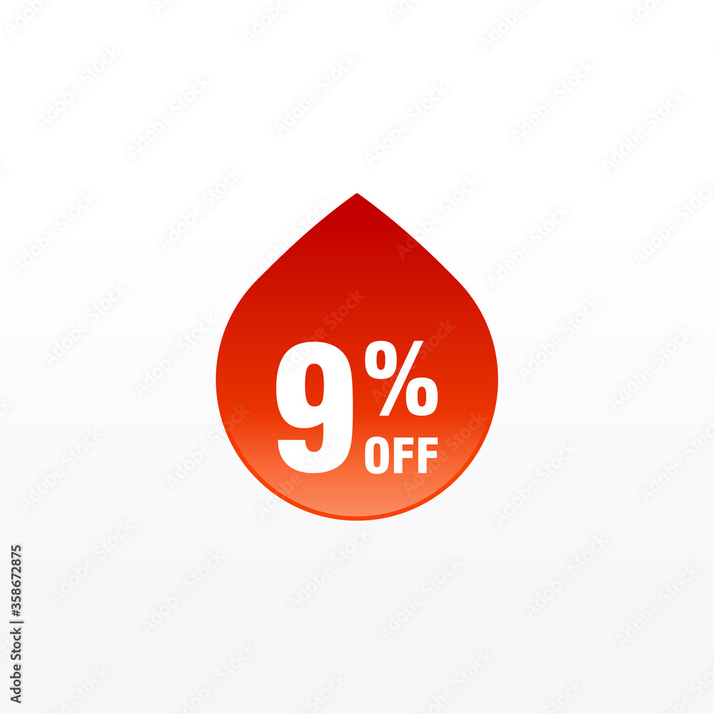 9 discount, Sales Vector badges for Labels, , Stickers, Banners, Tags, Web Stickers, New offer. Discount origami sign banner