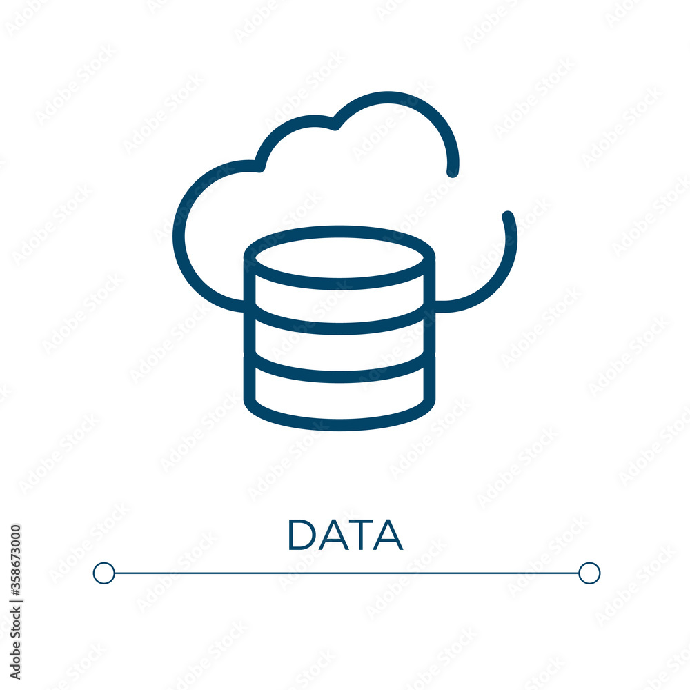 Data icon. Linear vector illustration. Outline data icon vector. Thin line symbol for use on web and mobile apps, logo, print media. Data icon. Linear vector illustration. Outline data icon vector. Thin line symbol for use on web and mobile apps, logo, print media.
