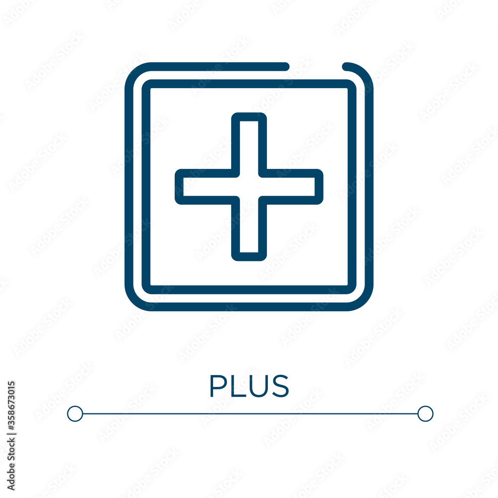 Plus icon. Linear vector illustration. Outline plus icon vector. Thin line symbol for use on web and mobile apps, logo, print media. Plus icon. Linear vector illustration. Outline plus icon vector. Thin line symbol for use on web and mobile apps, logo, print media.