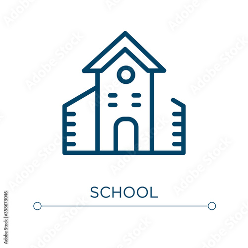 School icon. Linear vector illustration. Outline school icon vector. Thin line symbol for use on web and mobile apps, logo, print media.