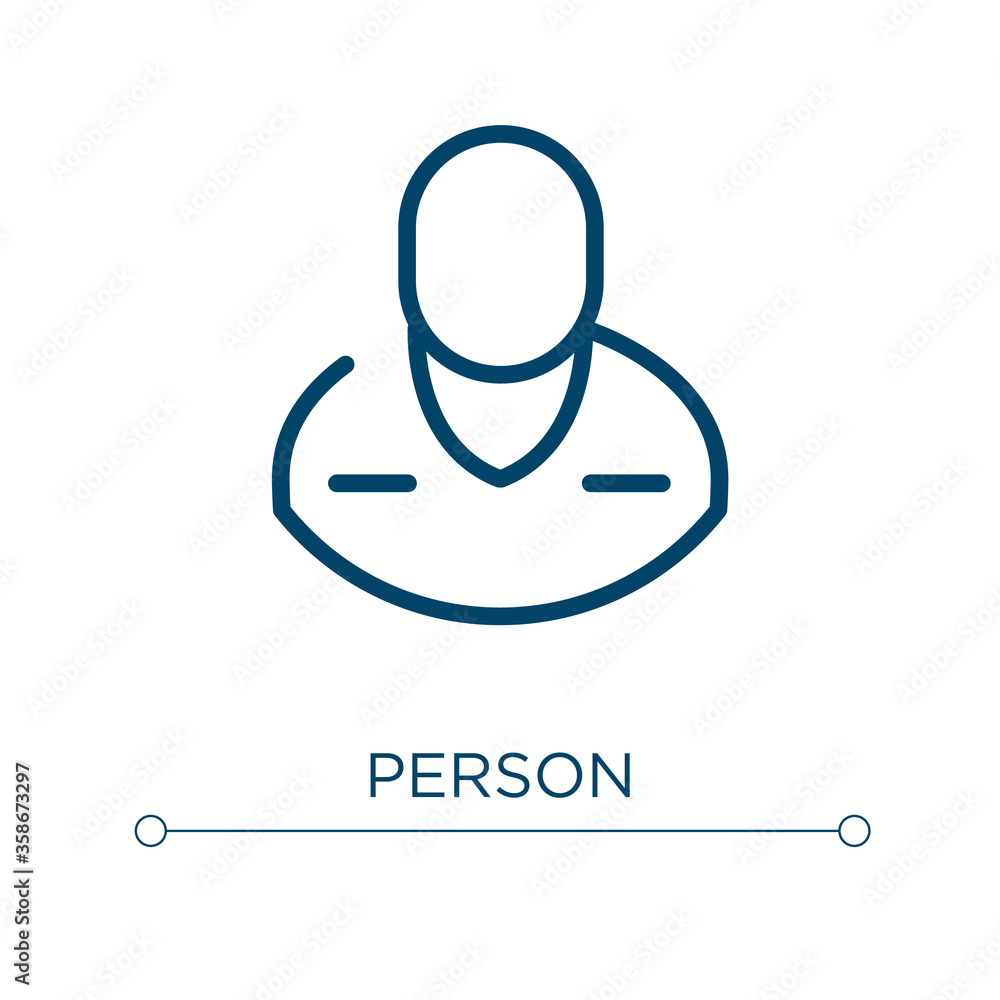Person icon. Linear vector illustration. Outline person icon vector. Thin line symbol for use on web and mobile apps, logo, print media. Person icon. Linear vector illustration. Outline person icon vector. Thin line symbol for use on web and mobile apps, logo, print media.