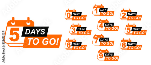 Countdown left days banner. count time sale. Nine, eight, seven, six, five, four, three, two, one, zero days left. Vector illustration. EPS 10
