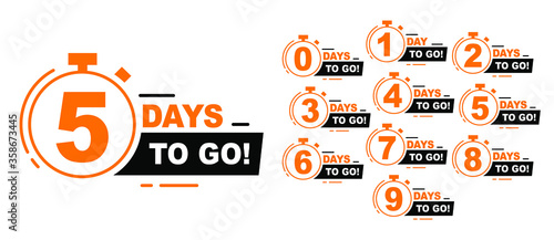 Countdown left days banner. count time sale. Nine, eight, seven, six, five, four, three, two, one, zero days left. Vector illustration. EPS 10