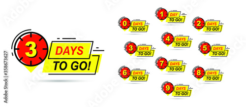 Countdown left days banner. count time sale. Nine, eight, seven, six, five, four, three, two, one, zero days left. Vector illustration. EPS 10