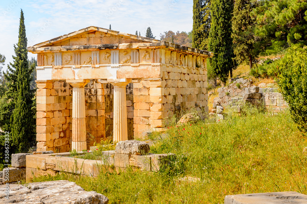 It's Athenian Treasury In Delphi, An Archaeological Site In Greece, At ...