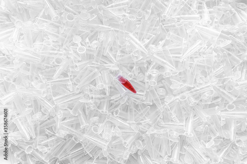 Wallpaper Mural Empty 1.5 ml microcentrifuge tubes with one red sample Torontodigital.ca